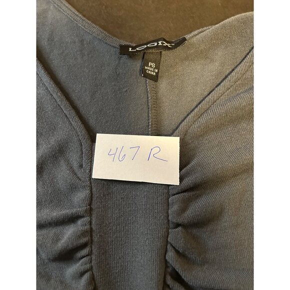 Logix Grey Half Sleeve Wide Neck Draped Tunic Top SZ Petite Small - Picture 9 of 9